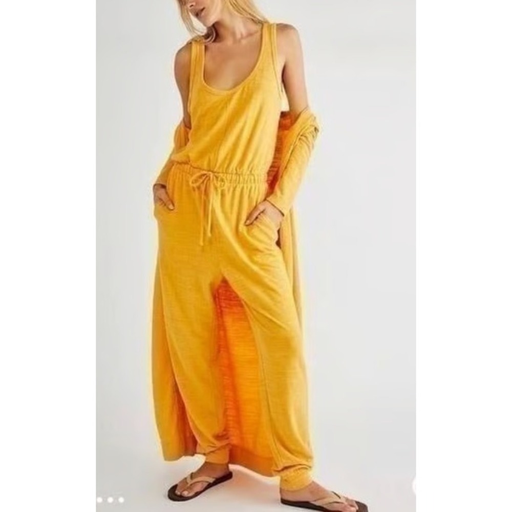 Free People Mustard Yellow Tank Jumpsuit